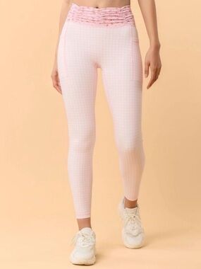 NWT! Popflex Target X Blogilates Women’s Ruched Waist Leggings Pink Gingham Med